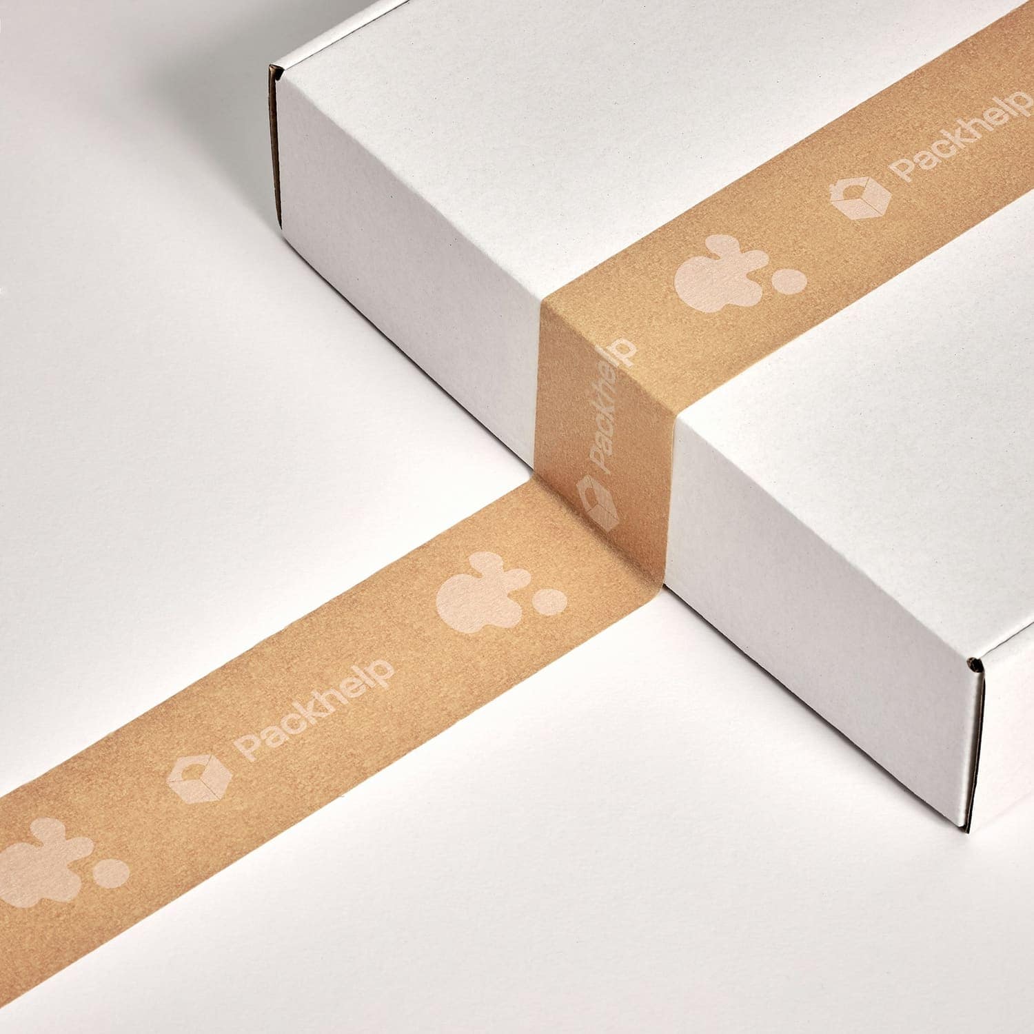 A white box sealed with a strip of tape